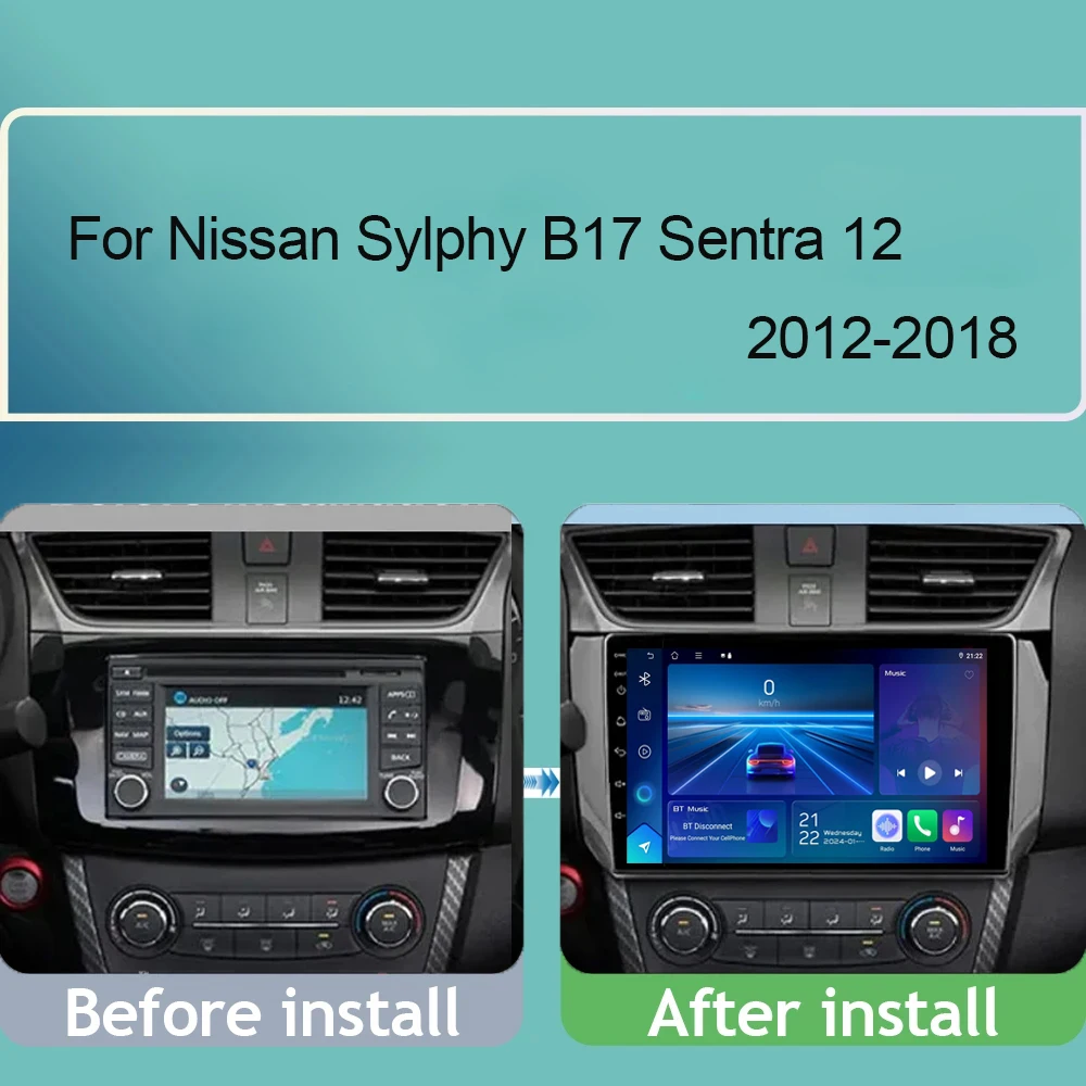 Autoradio Android per Nissan Sylphy B17 Sentra 12 2012-2018 navigazione GPS Head Unit Stereo 5G WIFI Multimedia Wireless Carplay