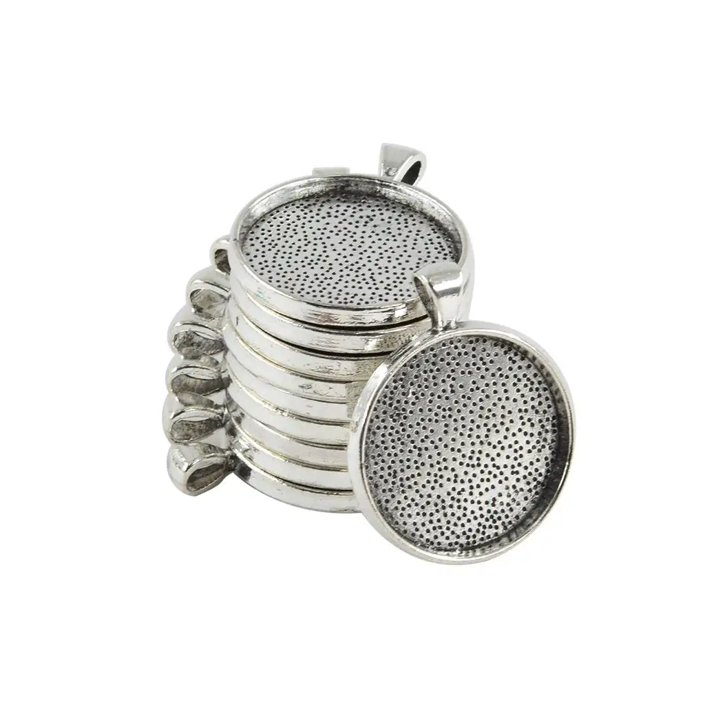 Round Blank Cabochon Jewelry Base 30mm Tray Pendant Antique Silver Alloy Pendant Setting for DIY Necklaces