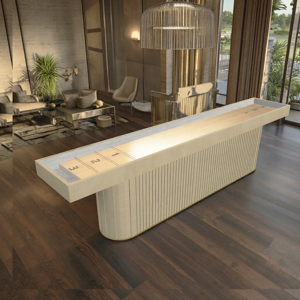 2026 Wholesale Popular High Quality Professional Solid Wood Velvet Cloth Eco-Friendly Shuffleboard Tables 9FT 12FT 14FT Indoor F