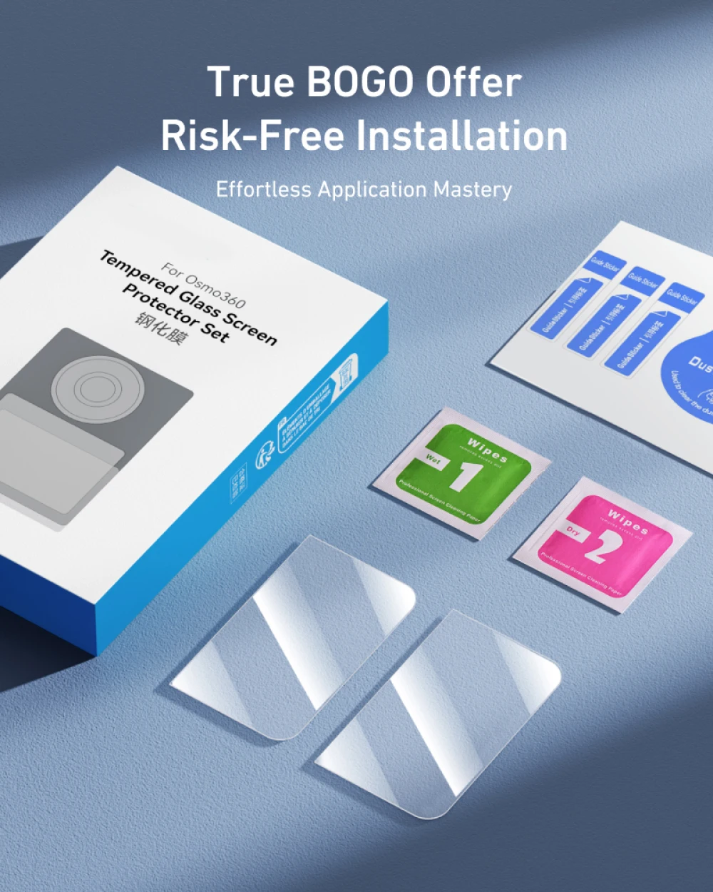 واقي شاشة لكاميرا DJI Osmo360 درجة البانورامية من الزجاج المقسى واقي شاشة مضاد للخدش مع مجموعة أدوات