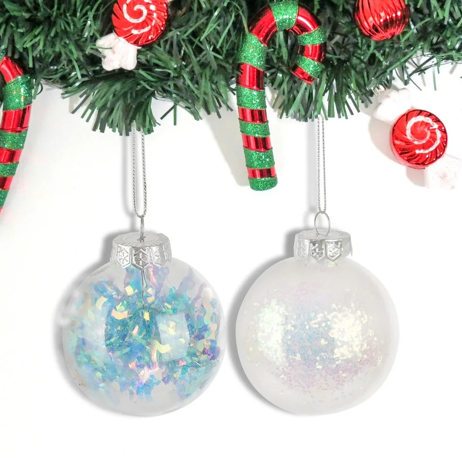 10pcs Christmas Ball Pendant Photography Props Symphony Sequins Plastic Ball Christmas Holiday Atmosphere Decoration Supplies