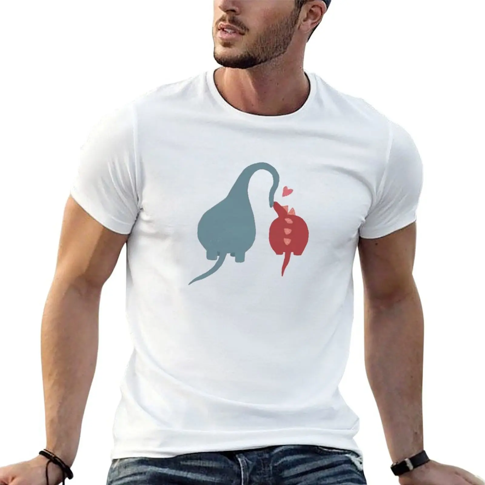

Dinosaurs in love T-Shirt cotton t shirt pack anime t shirts oversize T-Shirt