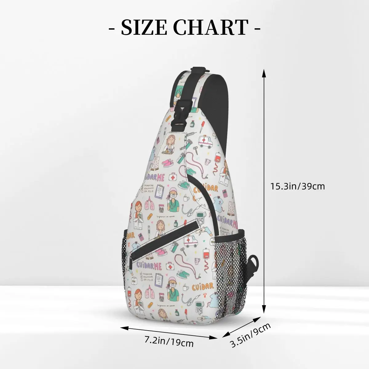 Mochila de hombro con estampado médico, bolso cruzado de pecho con diseño divertido para Enfermera