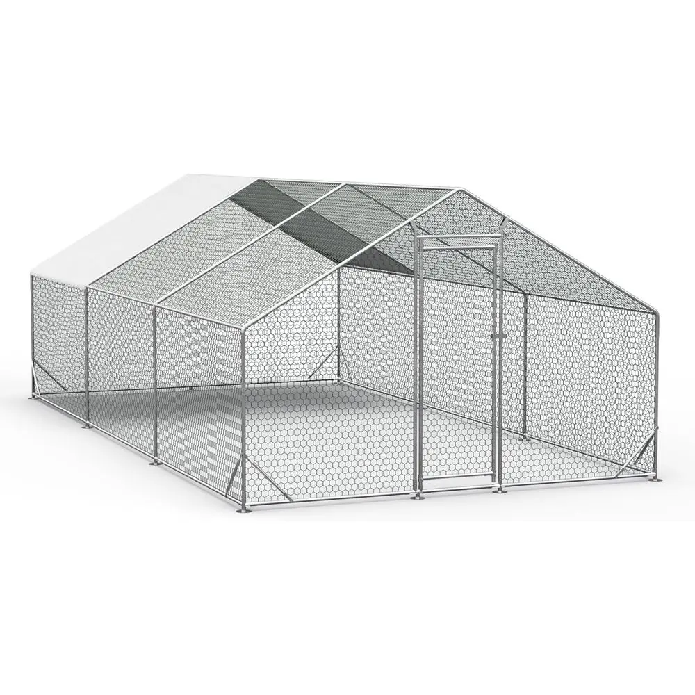 

Outdoor Metal Chicken Coop, Large Walk-in Pen Spire Roo with Waterproo Cover, Rabbit Habitat Poultry Cage or Backyard arm Use (1