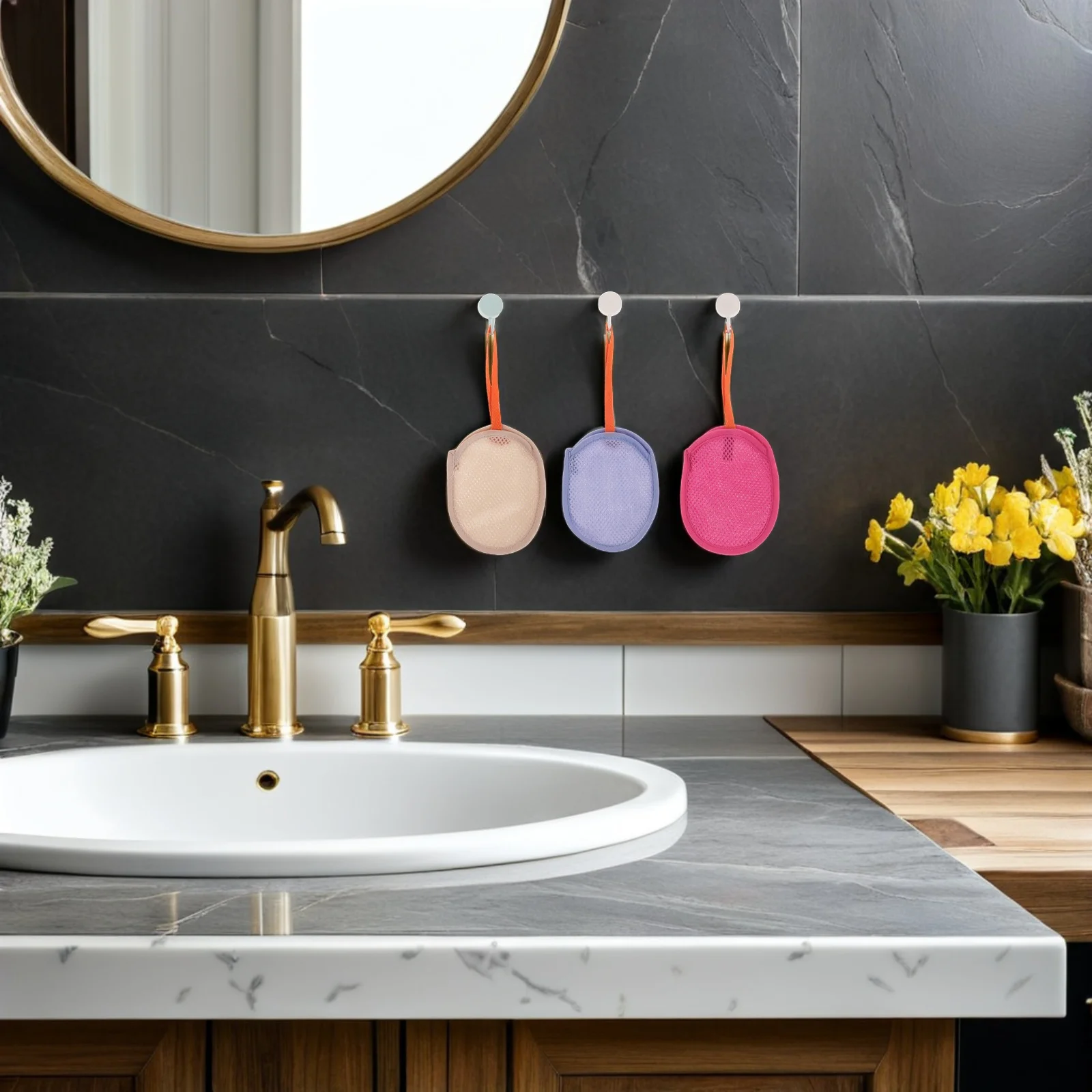 6 قطع من أكياس الصابون الشبكية للاستحمام وحقيبة ربط للتقشير مع رباط سريع الجفاف وصابون السفر - حمام رغوي #5