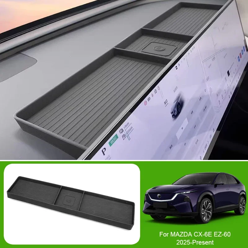 

Car Armrest Box Storage Silicone Wireless Charging Mat Door Organizer Barrel Tray Water Cup Holder For MAZDA 6E EZ-6 CX-6E EZ-60