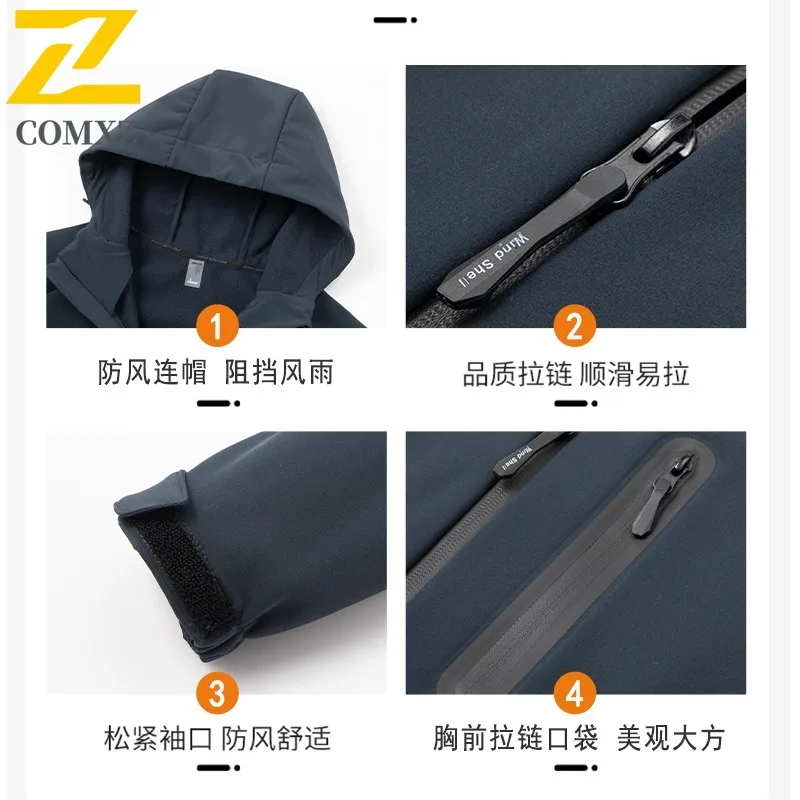 COMXZ الرجال في الهواء الطلق فائدة سترة ربيع الخريف ثلاثية الأبعاد جيب أكمام ملابس العمل غير رسمية صدرية الشارع الشهير خفيفة الوزن معطف للرياضة