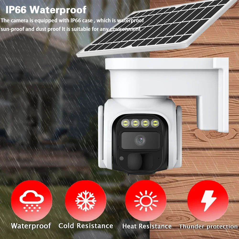 Cámara Solar con tarjeta SIM 4G de 5MP para exteriores, videocámara de seguridad IP PTZ inalámbrica con WIFI, detección humana a prueba de agua, alimentada por batería