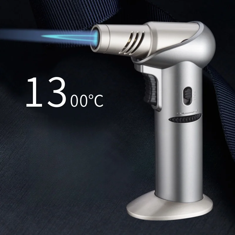 1300° High Temperature Spray Gun Gas Lighter 5-speed Rotating Nozzle Safety Lock Fire Switch Outdoor BBQ Kitchen Cigar Lighters