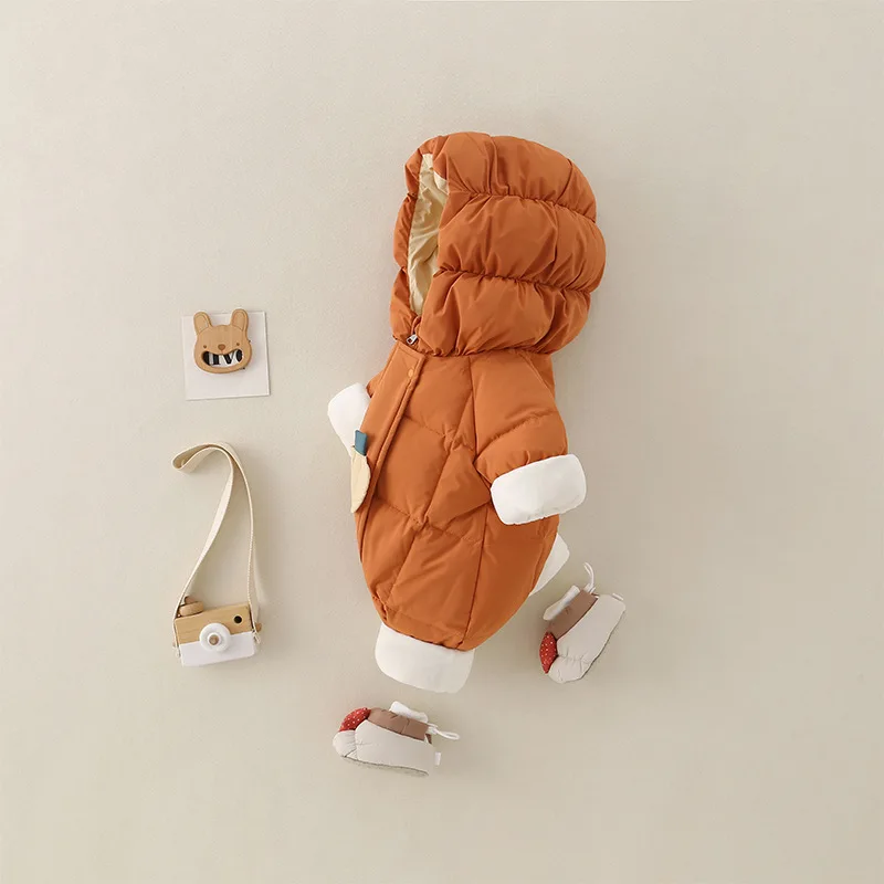 Winter Padded Jumpsuit for Newborn Romper Halloween Pumpkin Bodysuit One-piece Clothing Hooded Outwear Thicken Clothes Infant