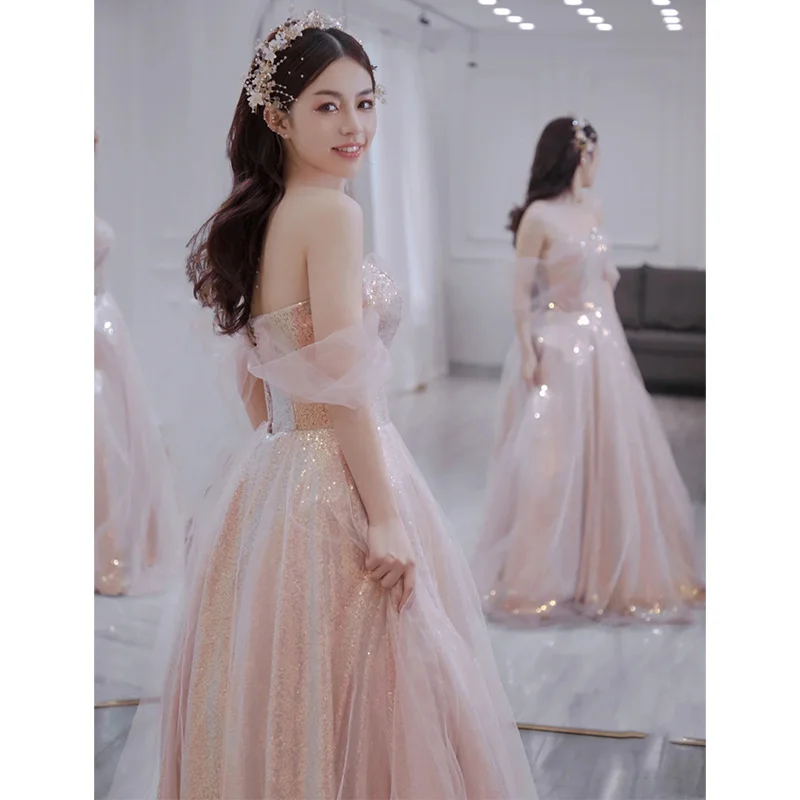 

Ele Pink Evening Gown Women's Luxury Summer Ball Dr Adult Birthday Host Ele Personali New 2024 Polyester Fiber