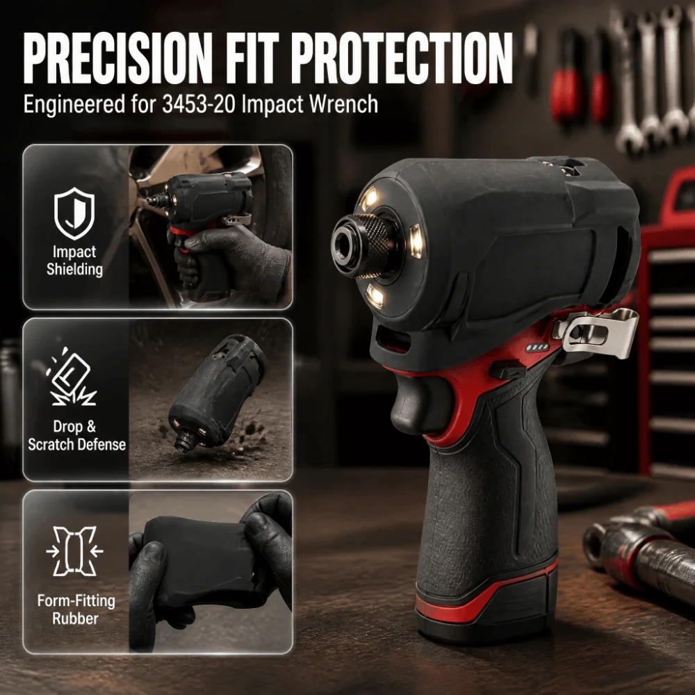 Flexible Rubber Protective Boot Cover Secure Fit Tool Guard Function Rubber Impact Driver Cover Black Color Form-Fitting Design