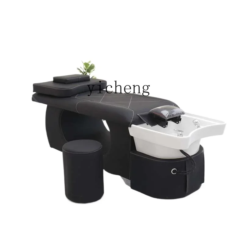 

ZWS. High-end Internet celebrity barber shop shampoo bed Full lying ceramic basin head treatment fumigation shampoo bed