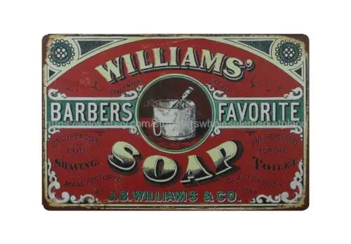 nostalgic  indoor wall  decor Williams Barbers Favorite Soap metal tin sign