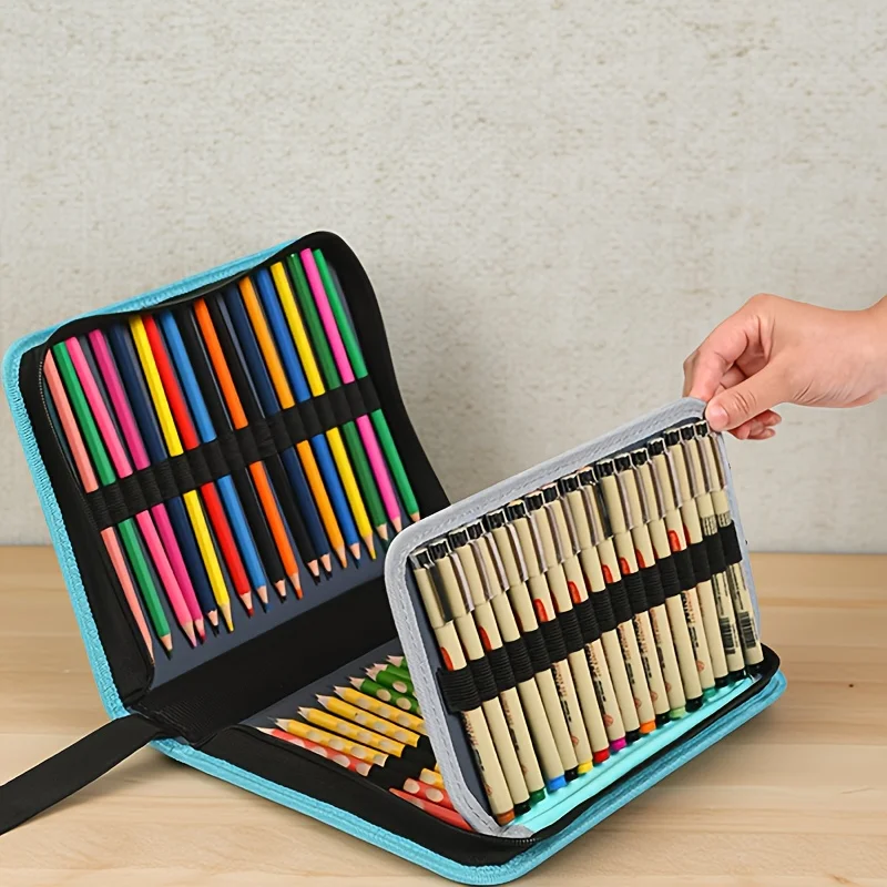 大容量鉛筆ケース 色鉛筆 マーカー ペン収納バッグ 多機能描画スケッチ鉛筆バッグ