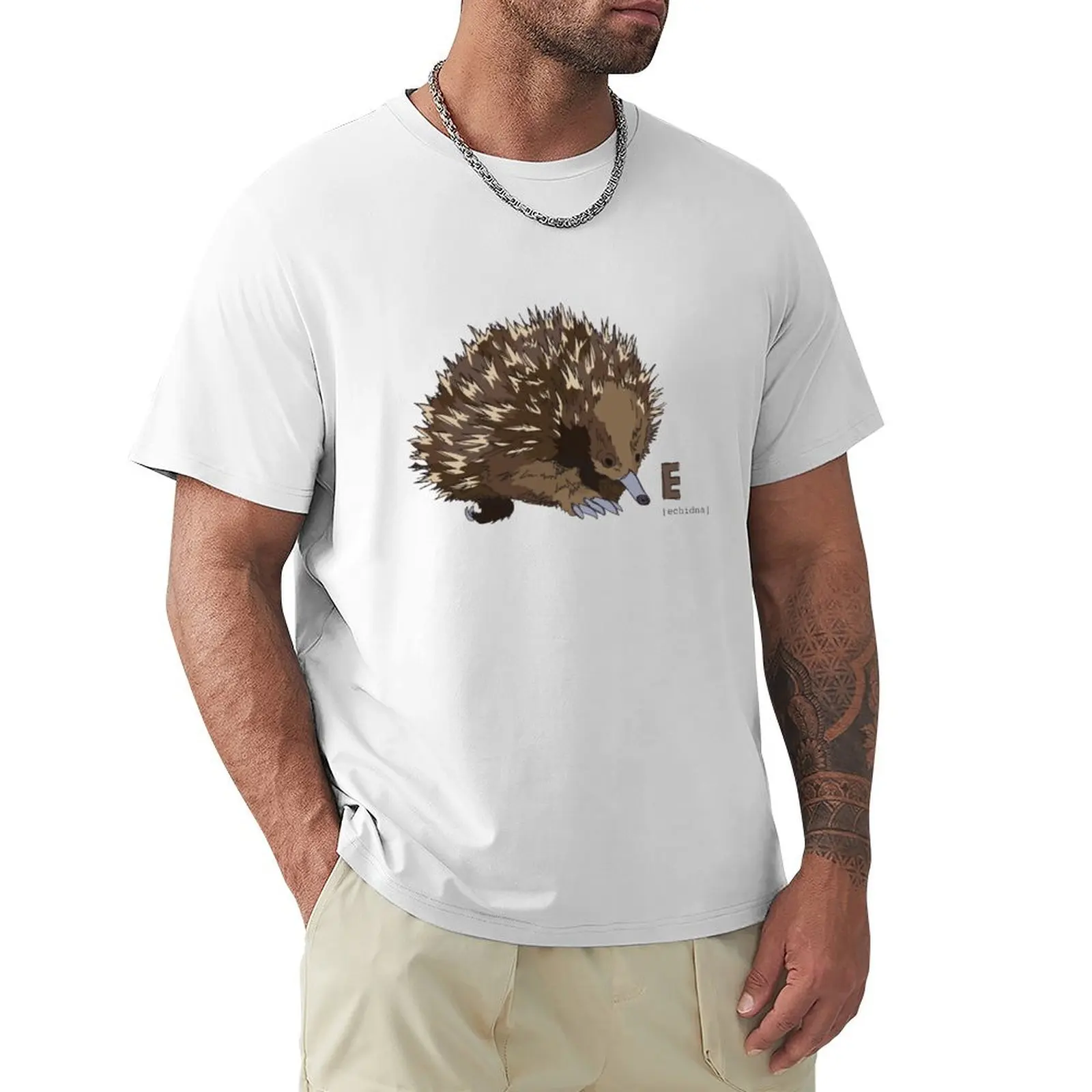 Funky Animal Alphabet E is for Echidna T-Shirt kawaii clothes summer tops Aesthetic clothing tees mens graphic t-shirts pack