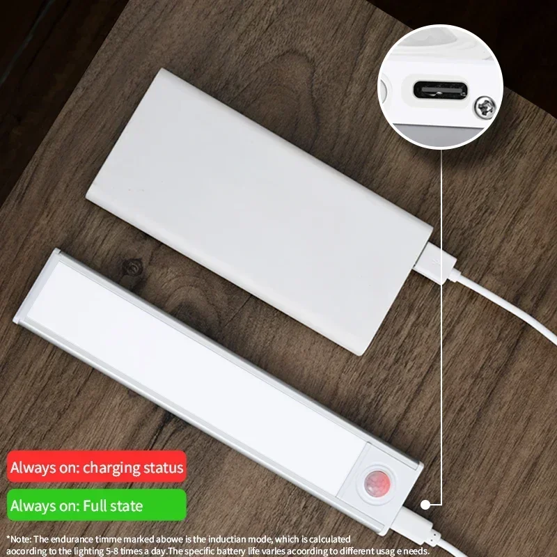 10-60 سنتيمتر LED محس حركة ضوء الليل قابلة للشحن تحت أضواء الكابين مصباح لاسلكي خزانة المطبخ إضاءة غرفة النوم #5