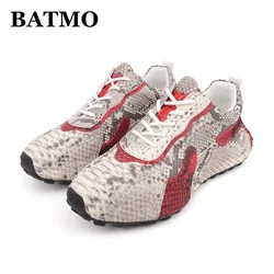 BATMO 2024 new arrival Fashion Snake skin casual shoes men,male Genuine leather sneakers 6605s