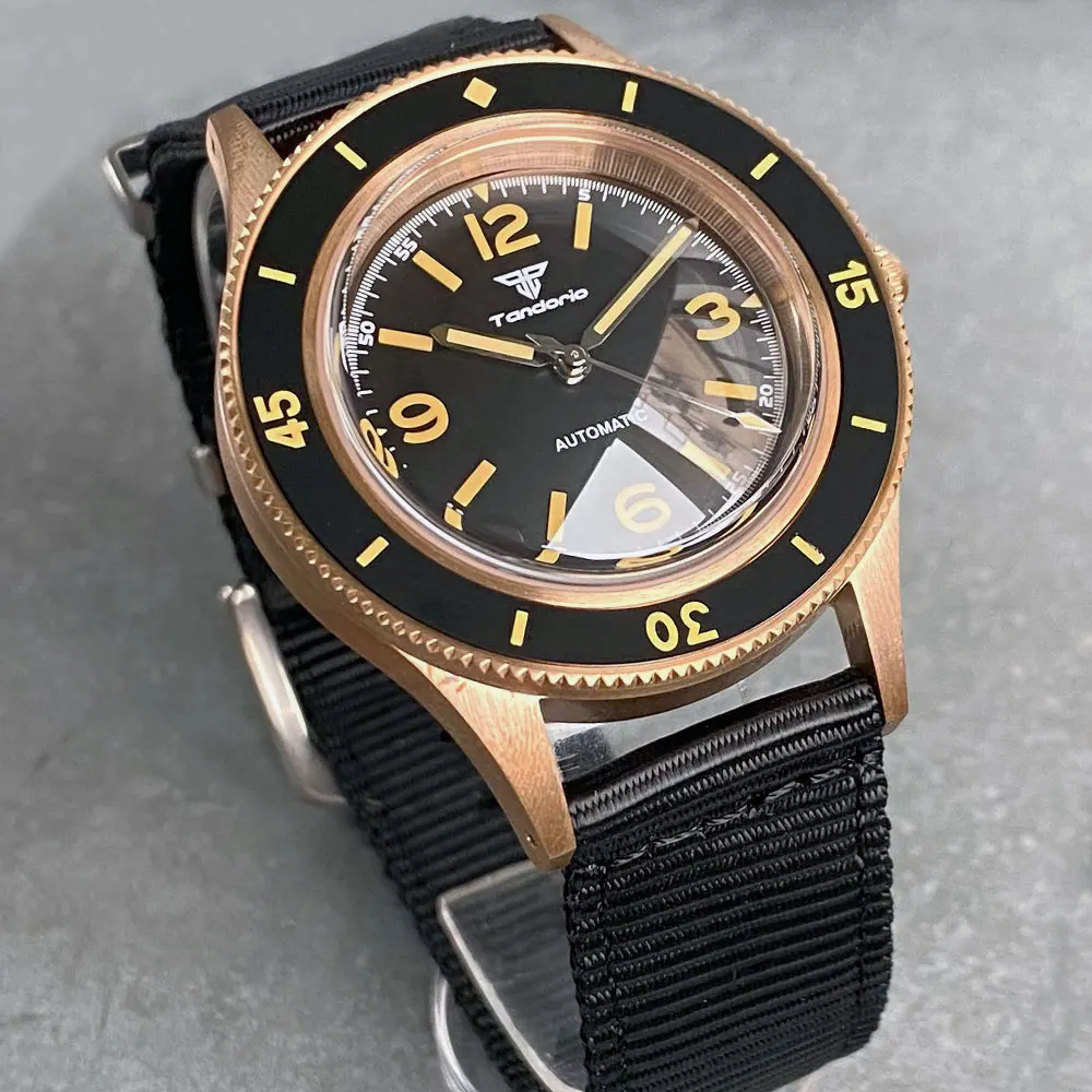 Tandorio Fifty Fathoms CUSN8 Real Bronze Automatic Watch for Men NH35 PT5000 Dive 20BAR Waterproof Domed Sapphire Luminous 40mm