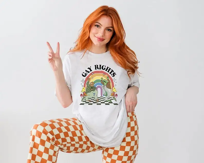 Frog and Toad Gay Rights Shirt, Rainbow Colors Frog Pride, Groovy Pride T-Shirt, LGBTQ+ Gifts, Love Is Love, Gay Frog, Trans