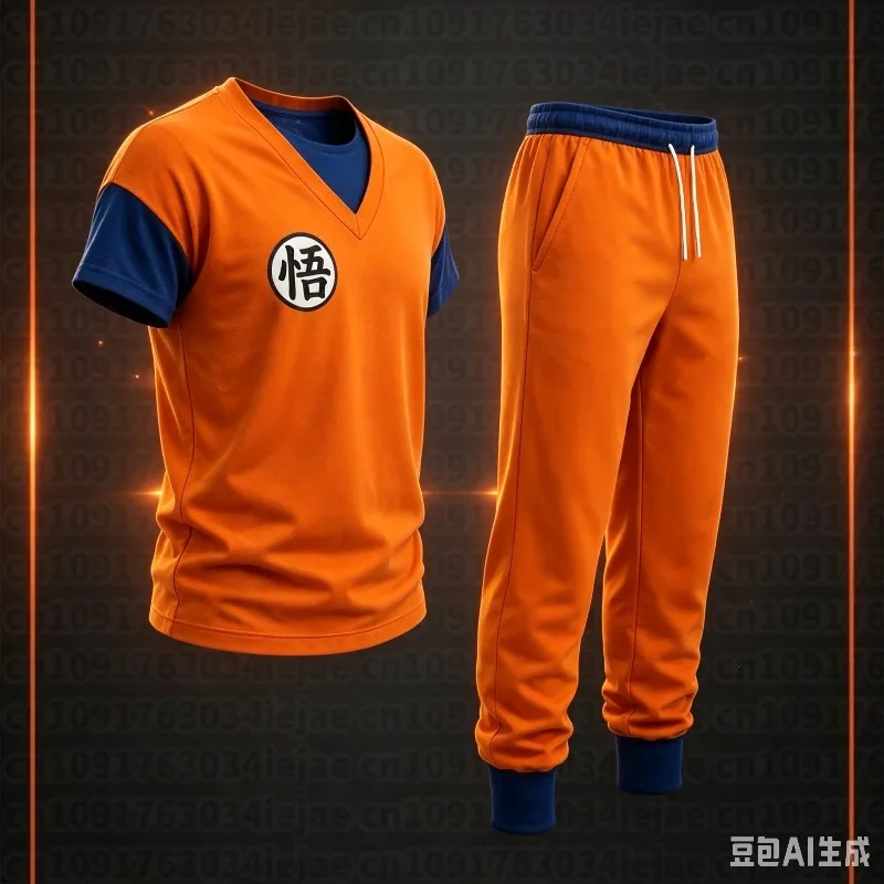 New Dragon Ball Son Goku Cosplay 3D T-Shirt and Pants Set Men and Kid Casual Sports Set, Oversized Quick Drying Training Set
