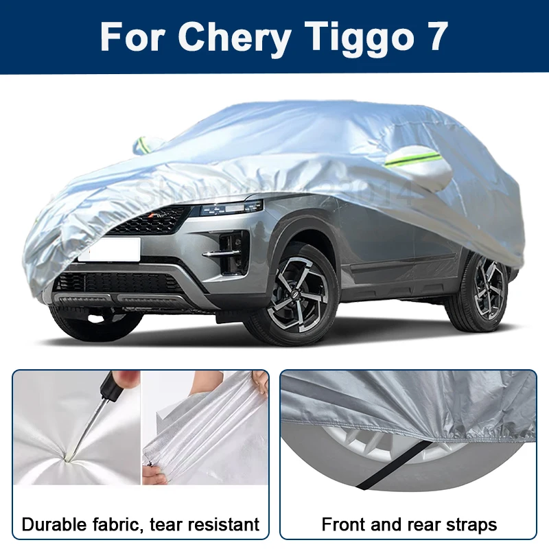 

Outdoor Full Car Cover For Chery Tiggo 7 with Reflective Strips Waterproof Snowproof Dustproof UV Protection Auto Accessories