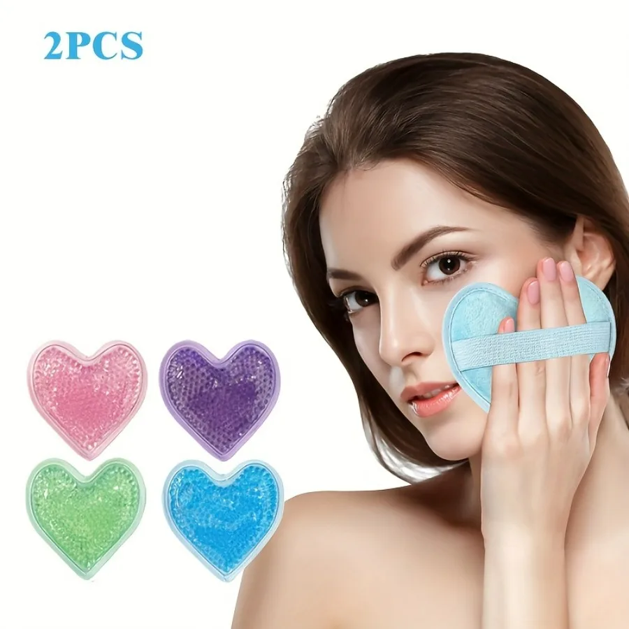 2Pcs Reusable Love Shape Ice Pack, Plush Hot Cold Compress for Eyes Face, Cooling & Warming Soothing Beauty Tool, Home Travel