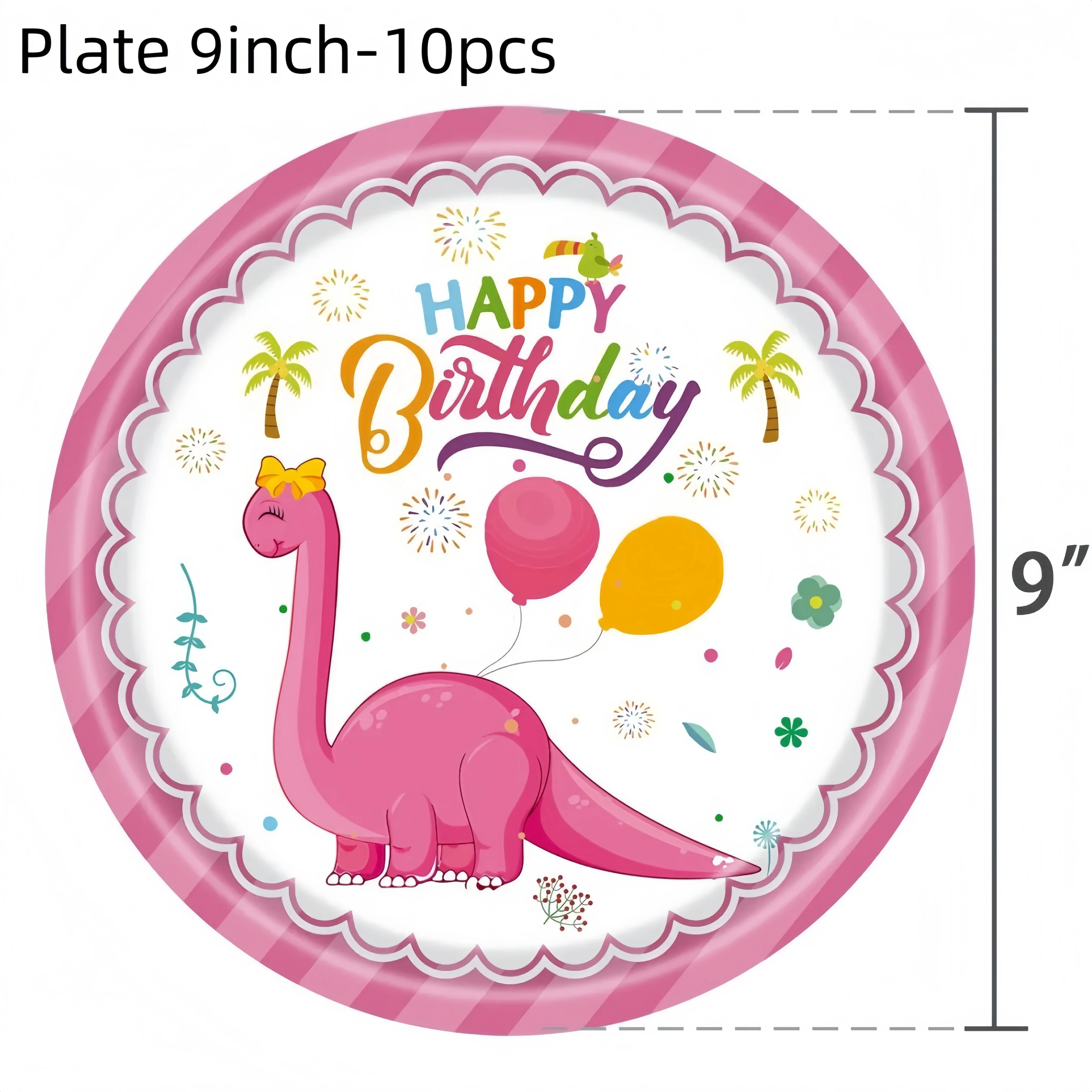 Rosa Dinosaurier Geburtstagsparty Dekorationen Geschirr Tasse Teller Serviette 3D Dinosaurier Ballon für Babyparty Zubehör Gastgeschenke – Detail 6