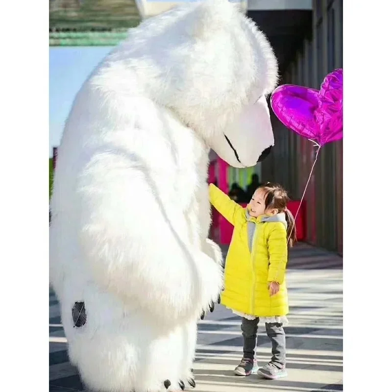 10ft Giant Inflatable Polar Bear Costume Adult Blow Up Fur Plush Mascot Suit Animal Character Inflated Garment for Events Party