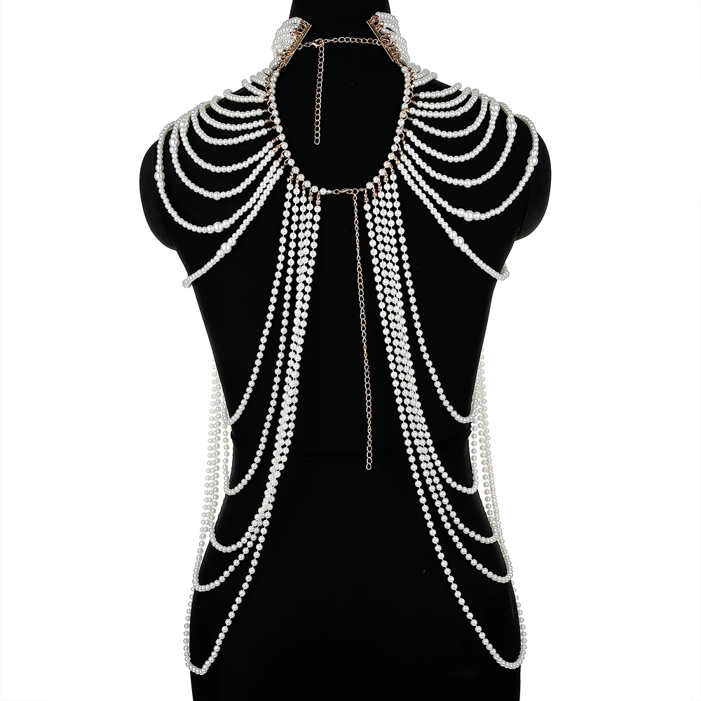 2024 The latest Chinese design hot body chain accessories Fashion multi-layer pearl chest chain luxury accessories