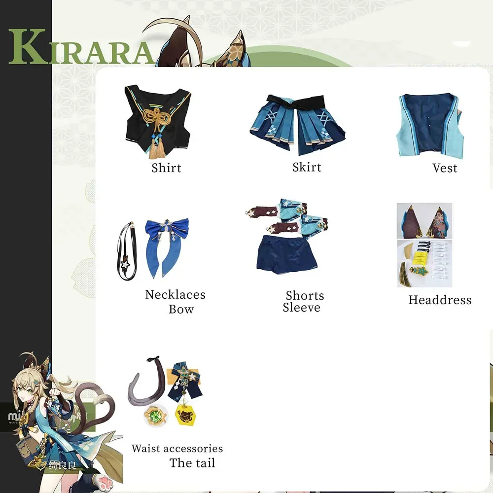 CosplayKirara Costume Genshinimpact Cosplay Kirara Ears Tails Suit Women Wig Game Courier Cat Upon Halloween Carnival Party Outf