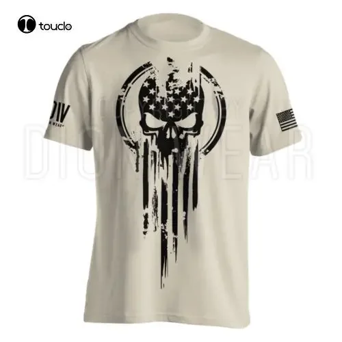 New American Warrior Flag Skull Military Men'S T-Shirt Tee Shirt Xs-5Xl Hawaiian Shirts For Men Custom Gift Streetwear Tee Shirt