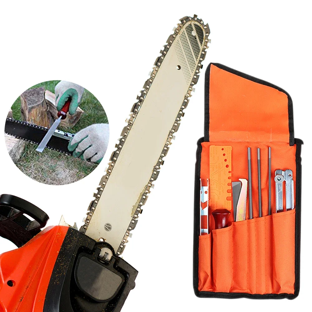 Chainsaw Chain Grinding Kit Professional Chainsaw Sharpener Set with Bag Round/Flat File Sharpener Tools for Woodworking