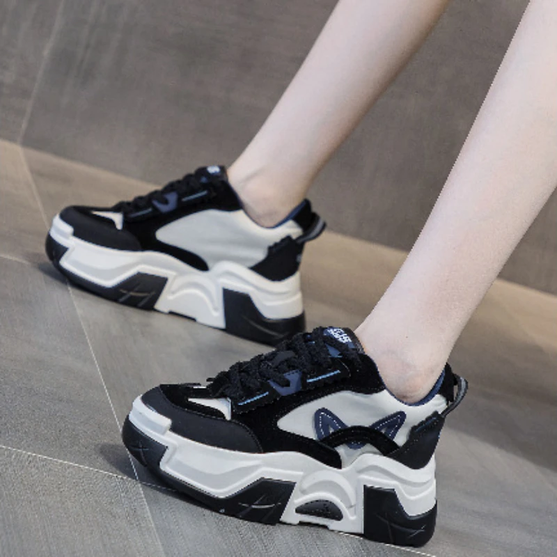 2023new Cat's Ear Sneakers Women Thick Bottom Elevated Increase Flat Bottom Color Matching Casual Womens Shoes Autumntime