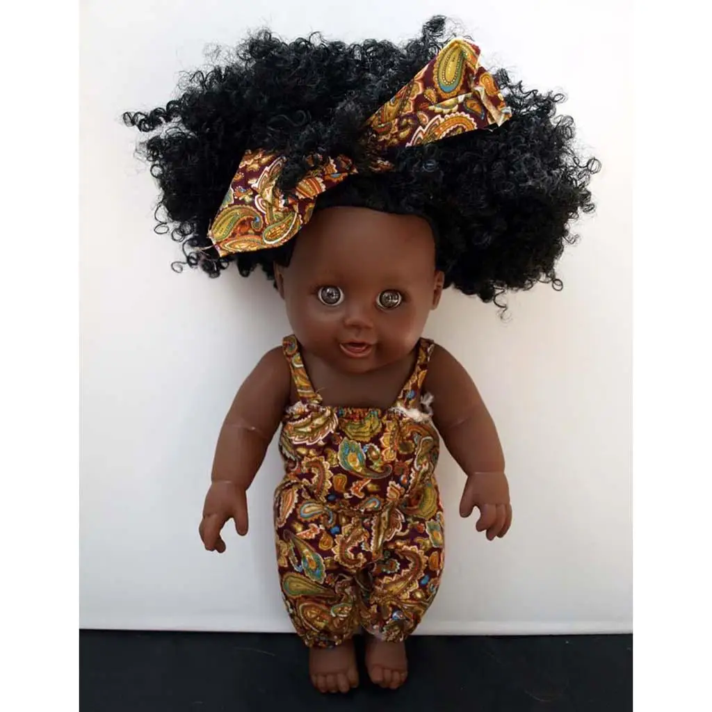 

12 Inch African Reborn Girl Doll Shape with Dress Up Clothing Set