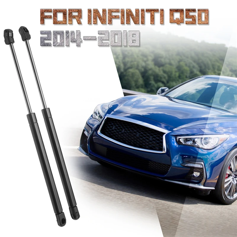 2Pcs Car Front Hood Bonnet Lift Support Spring Shock Absorbe Gas Strut For Infiniti Q50 2014 - 2018 6547046A0A 65470-46A0A PM33