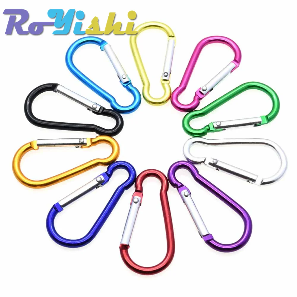 10 Pcs/Pack Aluminum Carabiner Snap Hook Keychain For Paracord Outdoor Activities Hiking Camping 10 Colors