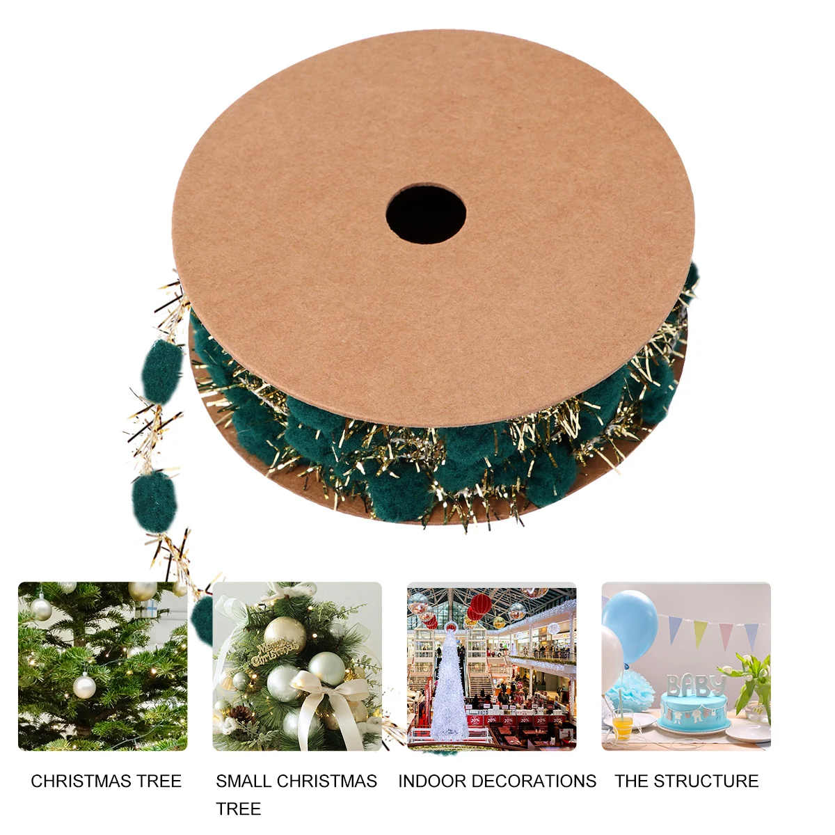 

Glitter Pom-Poms Ribbon Christmas Tree Decoration DIY Art Crafts Gift Wrapping Party Supplies Ribbon Roll Christmas Tree Decor