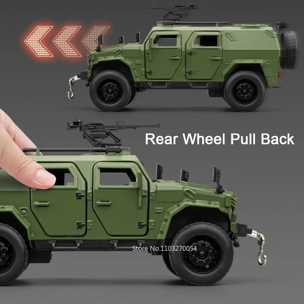 รถโมเดลไดแคสต์โลหะผสมตงเฟิง เมิ่งชิ ซับเบอร์ทูธ รถออฟโรด ของเล่นเด็ก มีเสียง มีไฟ ดึงหลังเดินหน้าได้ ประตูเปิดได้ ของขวัญสำหรับเพื่อน