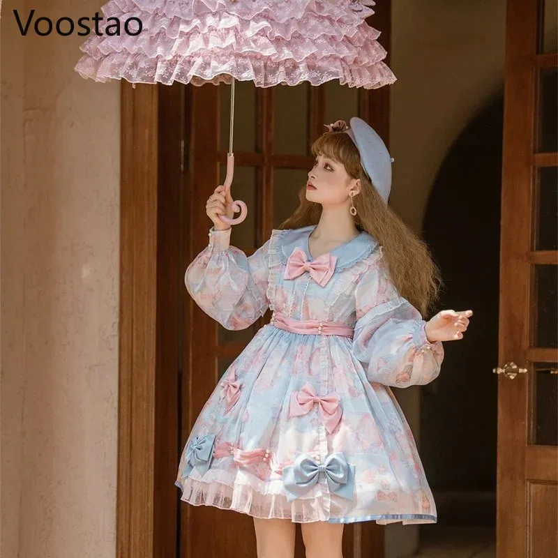 NewSweet لوليتا الأميرة OP فستان المرأة خمر Kawaii الأرنب الحلوى طباعة مقوس دانتيل اللؤلؤ فساتين الحفلات جرلي لطيف الفاكس ؛ 3 ، v'9.e ؛ 7' #6