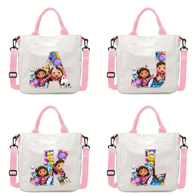 

Cartoon Anime Shoulder Bag Cartoon A-Z Letter Handbag Large Capacity Crossbody Bag Fashion Portable Canvas Storage Bag Gift