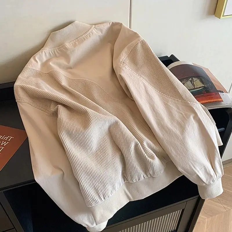 

Бейсбольные куртки с капюшоном, женские весенние чистые винтажные нашивки, пальто Harajuku, комфортные для кемпинга, прочные, ветрозащитные, уютные, впитывающие влагу вязаные