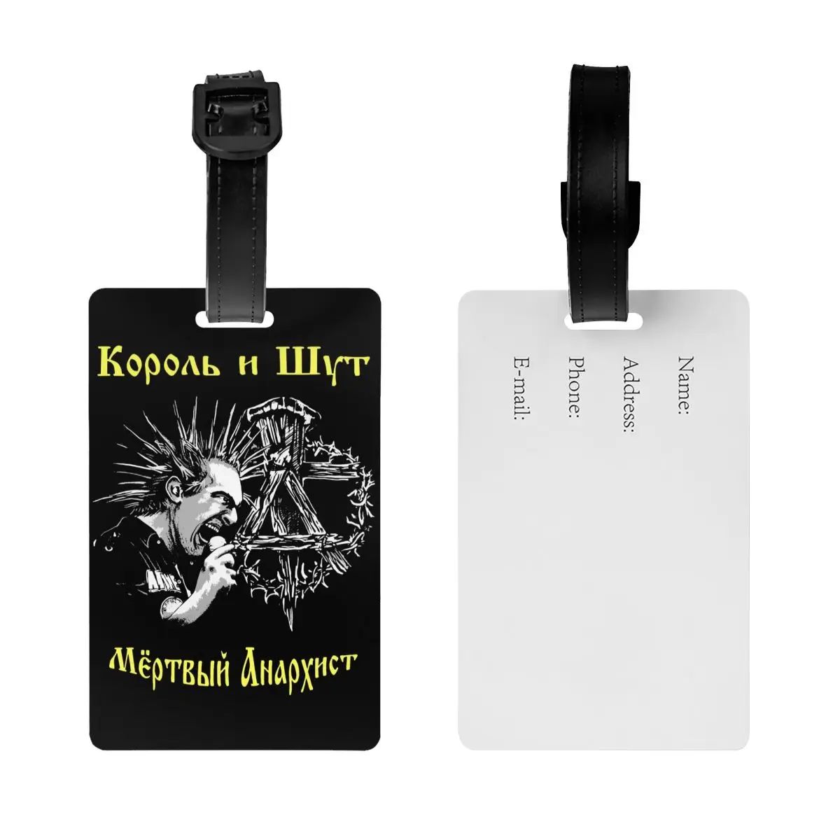 Korol I Shut Luggage Tag With Name Card Russian Punk Band The King and The Jester Privacy Cover ID Label for Travel Bag Suitcase