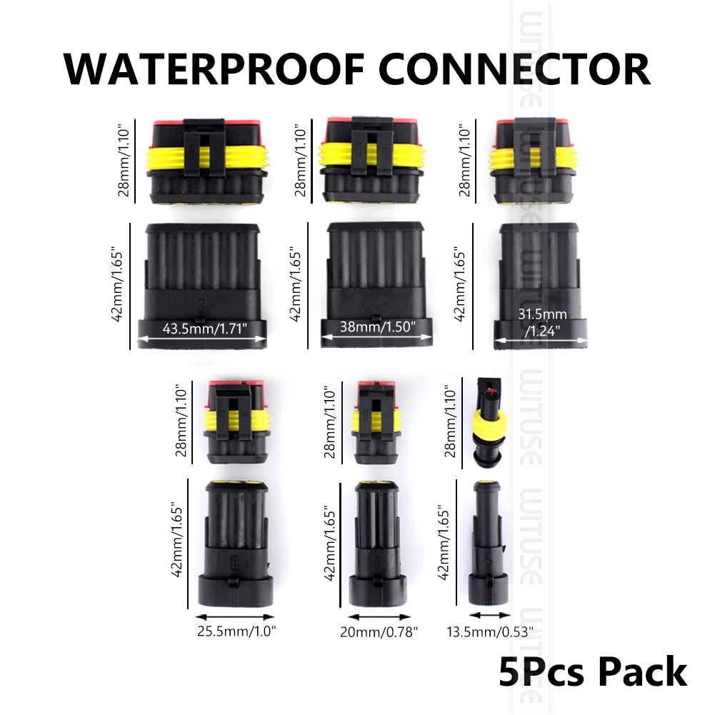 5pcs 1P 2P 3P 4P 5P 6Pins Way AMP 12A Super seal IP68 Waterproof Electrical automotive Wire Connector Plug for car Motorcycle