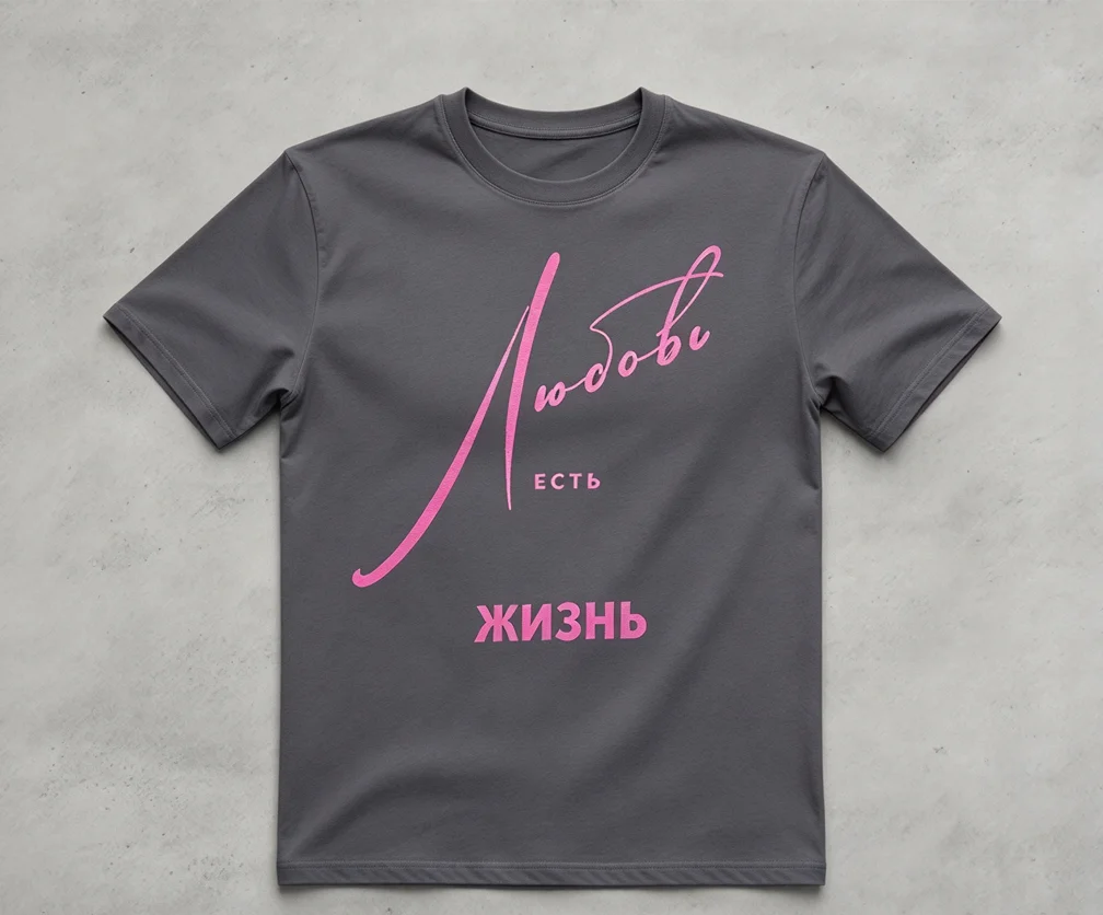2026 Russian Cyrillic Love Is Life Text Graphic Print Unisex T Shirt Crew Neck Short Sleeve Tee Romantic Casual Streetwear Tops