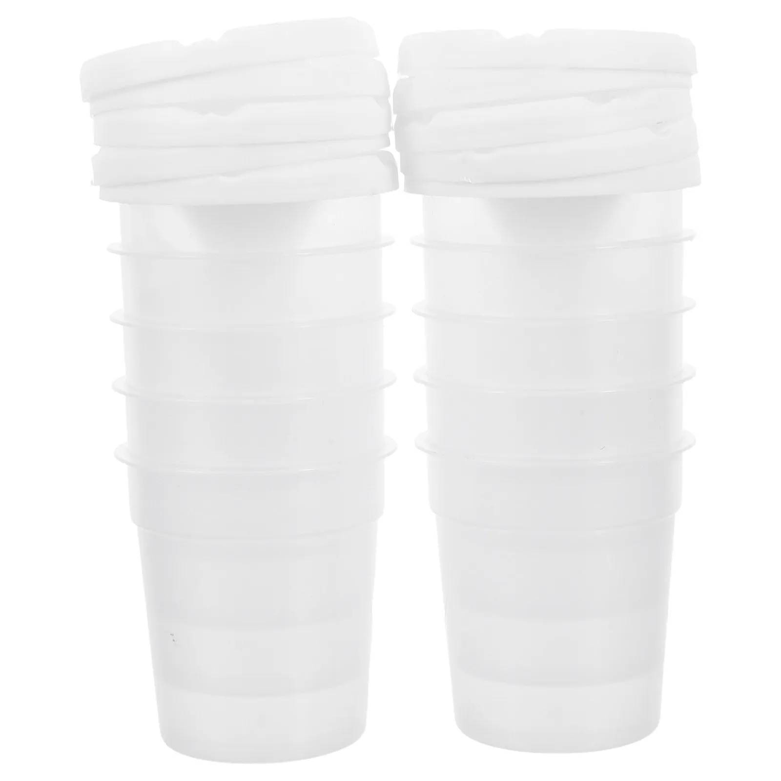 10Pcs Reusable Spill Proof Paint Cups with Funnel Lids Transparent Plastic Paint Containers for Preschoolers Painting Brush