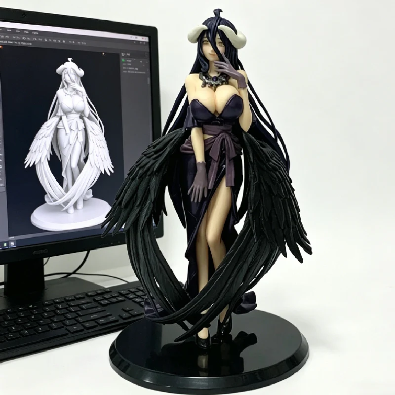 Figura de Anime Fantasy Overlord de 18 cm, Albedo King Girl con Vestido Negro, Figura de Acción, Accesorios para Niñas, Modelo Coleccionable, Juguete de Regalo