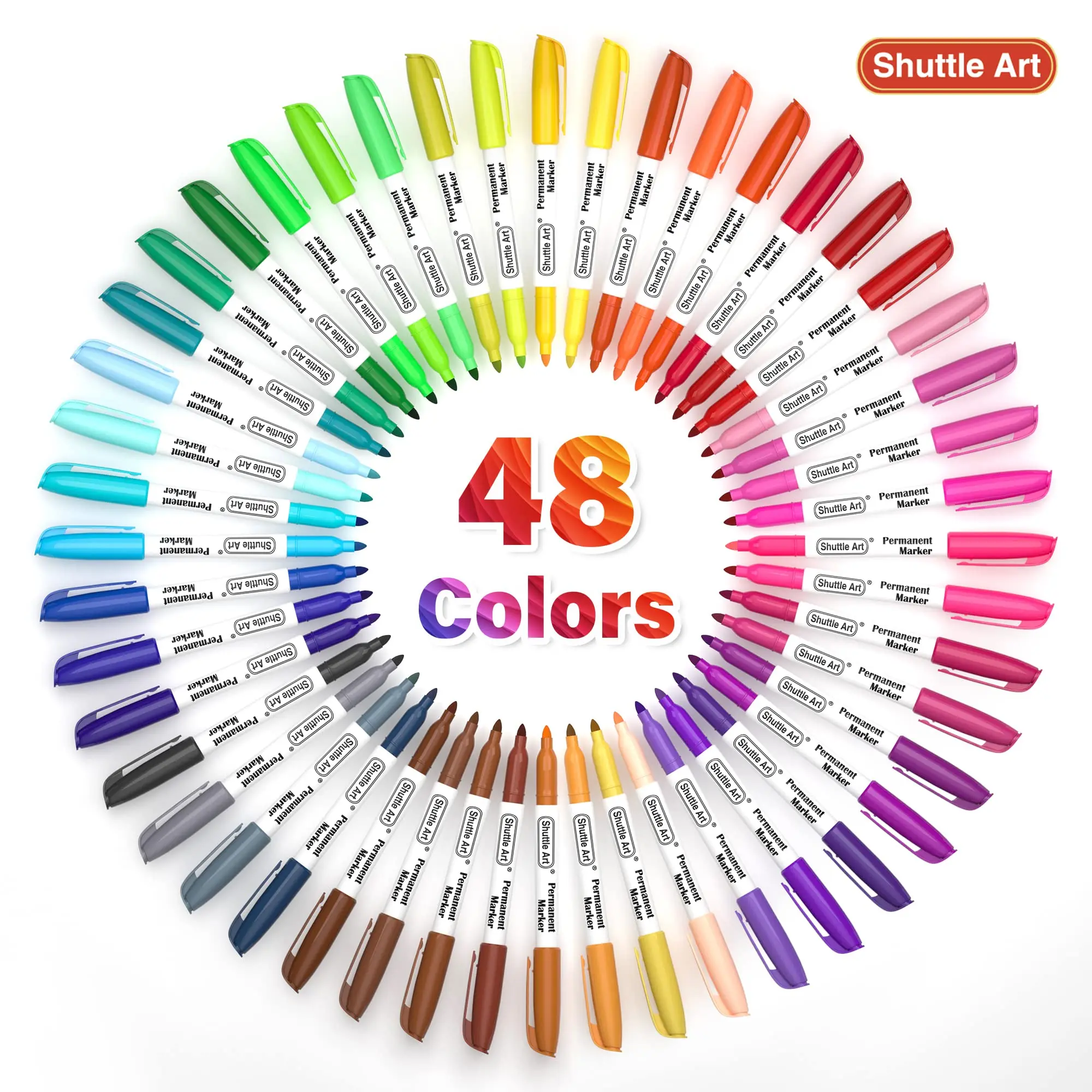 Marker 48 Fine for Name Poster Notebooks Oil-Based Set Colors Tip Quick-Drying Water-Resistant Kids Coloring Marking