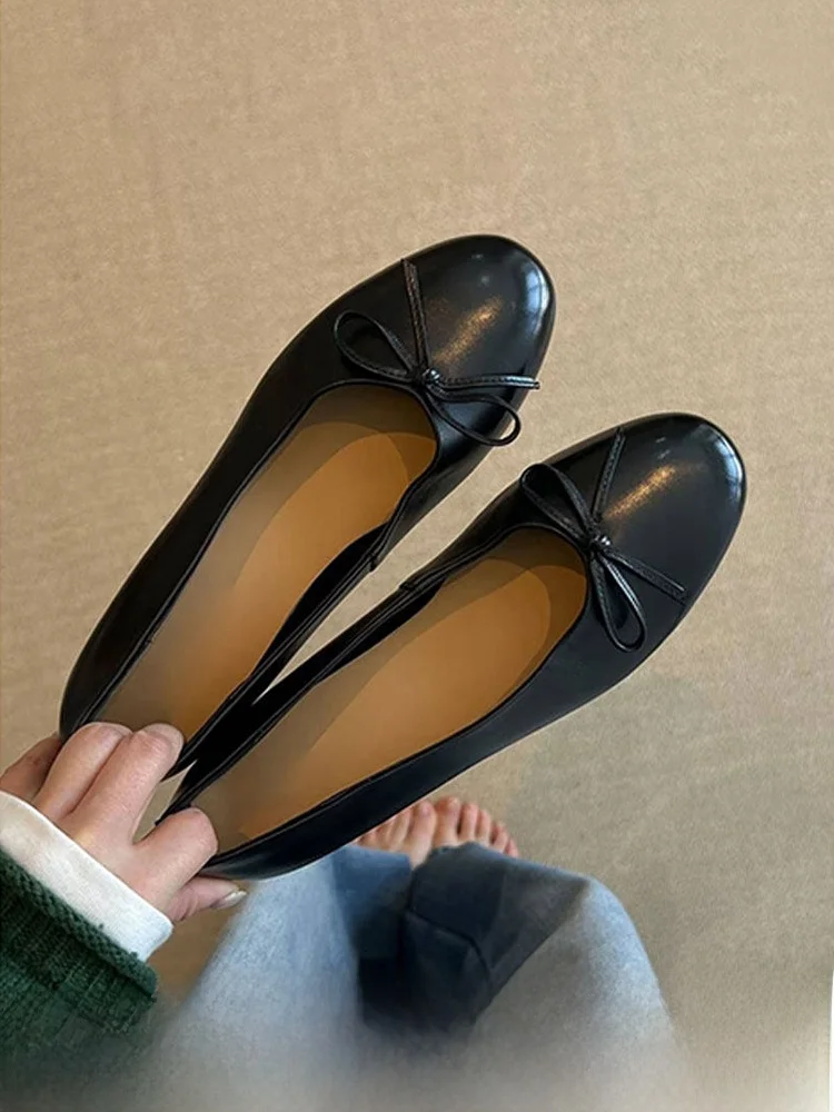 leather-version-women's-ballet-flat-shoes-with-inner-heightening-retro-knot-mary-jane-shoes-slip-on-casual-loafers