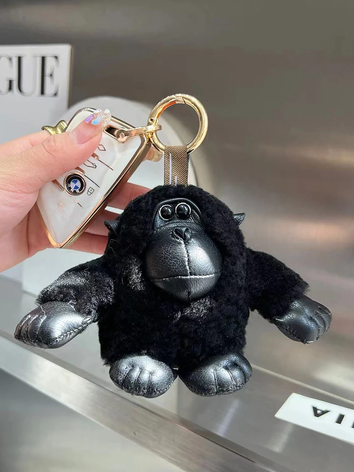 Llavero Gorilla para mujer, Llavero mono lindo, Llavero de verano con forma de chimpancé, Llavero amuleto gorila negro punk, Accesorios llavero de animal orangután con diamantes de imitación